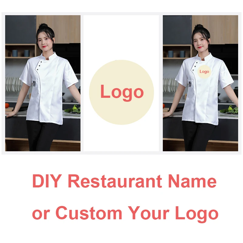 Summer Chef Uniform Set Restaurant Kitchen Jacket Hotel Workwear  Breathable Men and Women Cook Clothes White Shirt Apron Hat