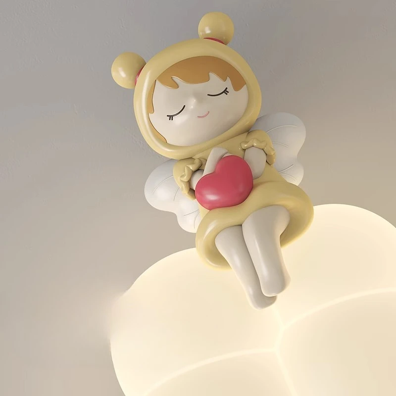 Minimalist Wall Lamp Children's Room Cream Wind Cartoon Rabbit Lampshade Cloud Warm Bedroom Bedside Study LED Lamp Luminaires