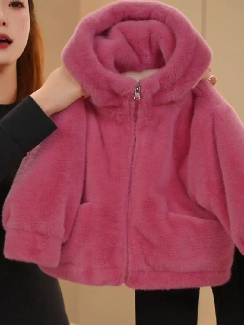 

Girls' Faux Mink ort Coat Thiened Stand Collar Eco-friendly Fur Jaet Children's Winter Clothes Inteated Velvet Standa...