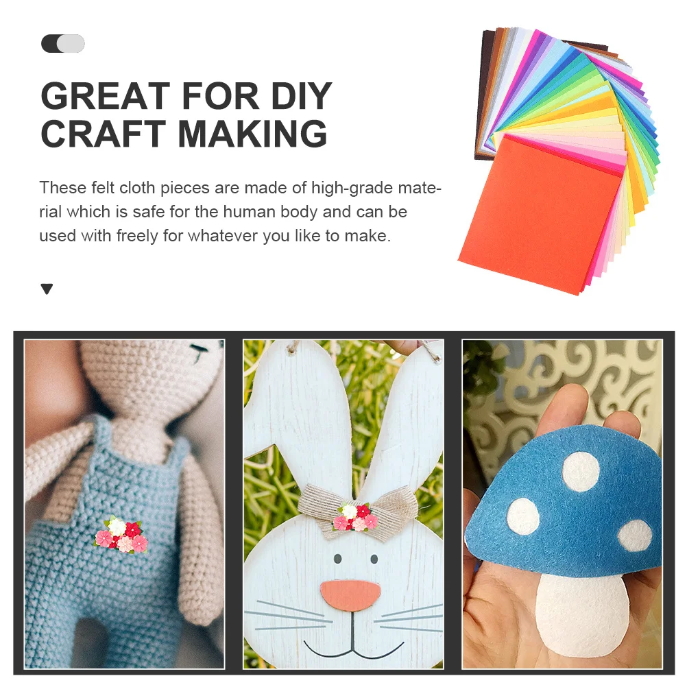 40 個のフェルト布片高級正方形 DIY クラフト作成材料子供用快適な色褪せない縫製用品