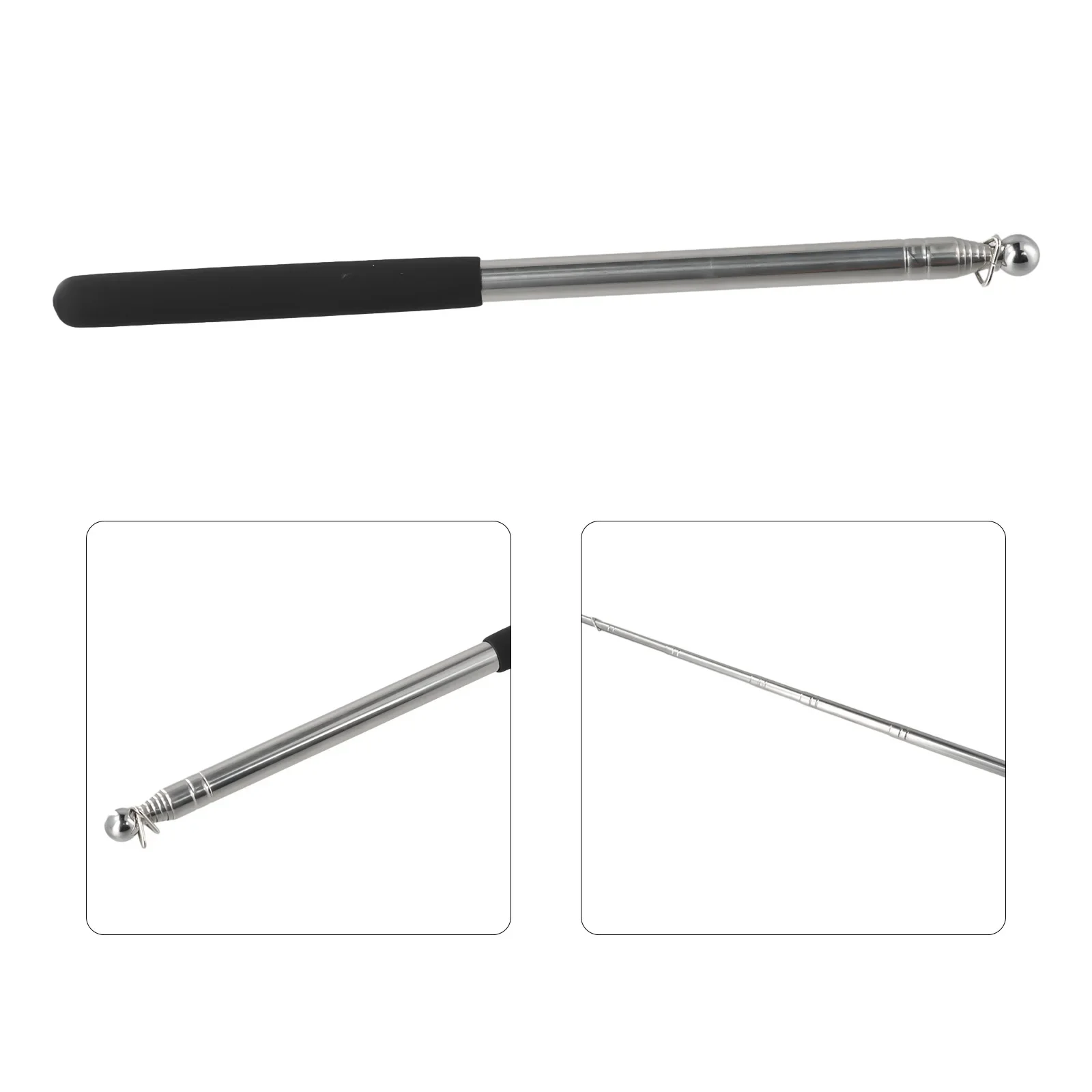 Teaching Tool Flag Pole Flag Pole Telescopic Black Easy To-Carry Retractable Stainless Steel Retractable Function