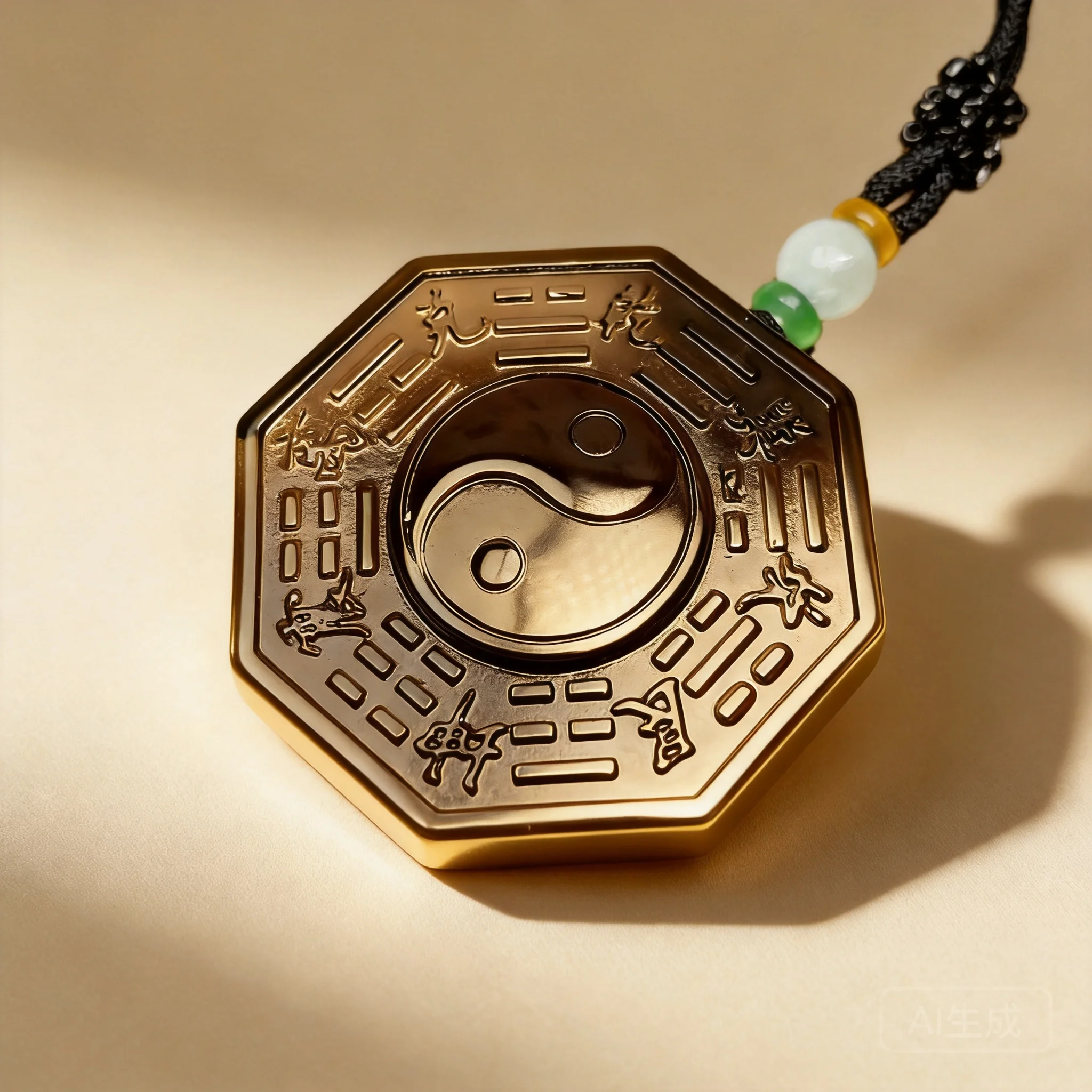 Natural Black Ice Obsidian Traditional Chinese Yin Yang Bagua Pendant Lucky Blessing Feng Shui Unisex Necklace Wealth Protection