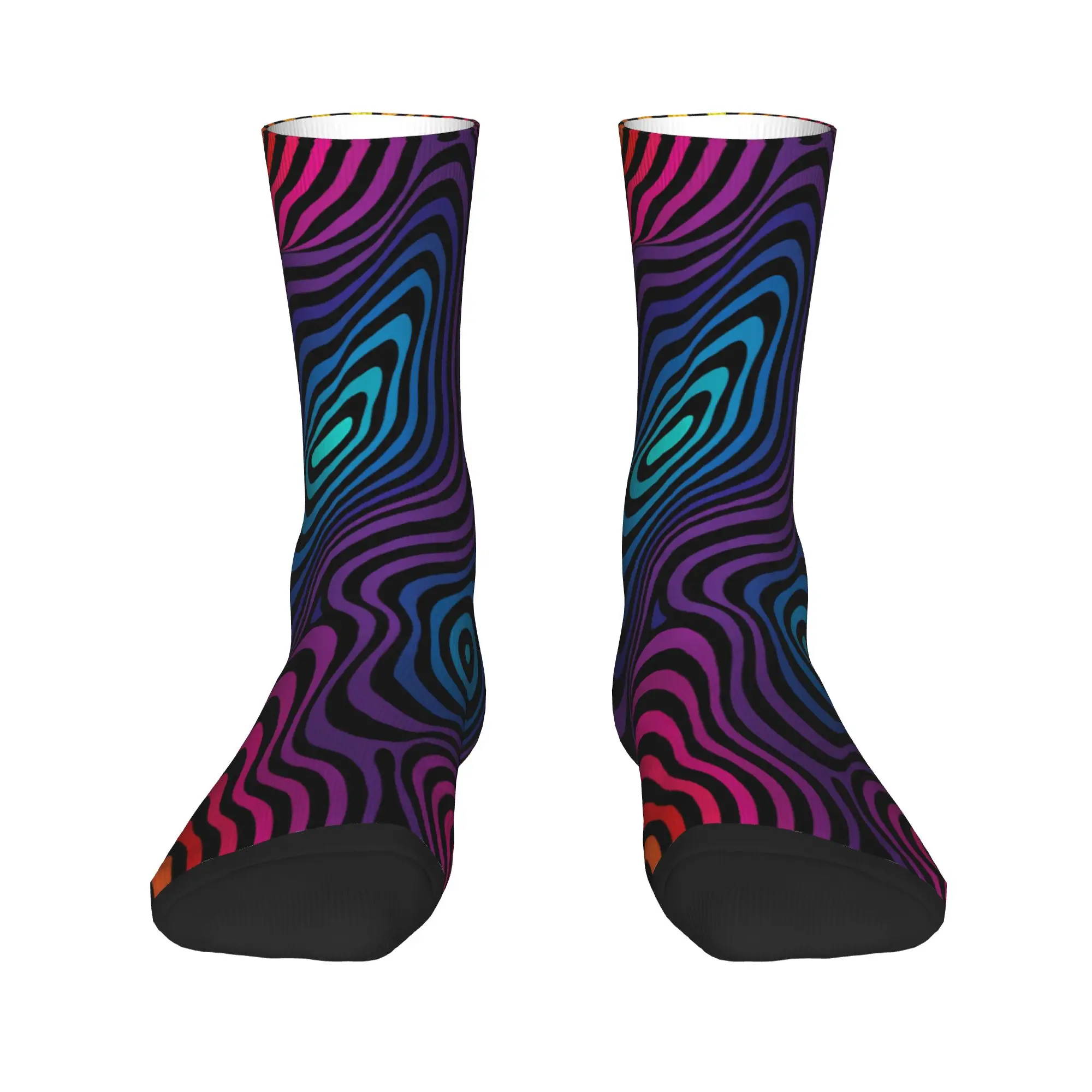 Gradient Purple Blue Pink Orange Wavy Lines Psychedelic Wallpaper Stockings Unisex Men  Socks Warm Soft Kawaii Socks
