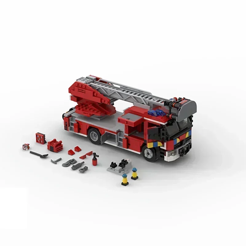 Modello di auto Moc Mattoni da costruzione Scaletta per camion dei pompieri belga Tecnologia Brandweer Blocchi modulari Regalo Giocattolo di Natale Set fai da te Assemblaggio