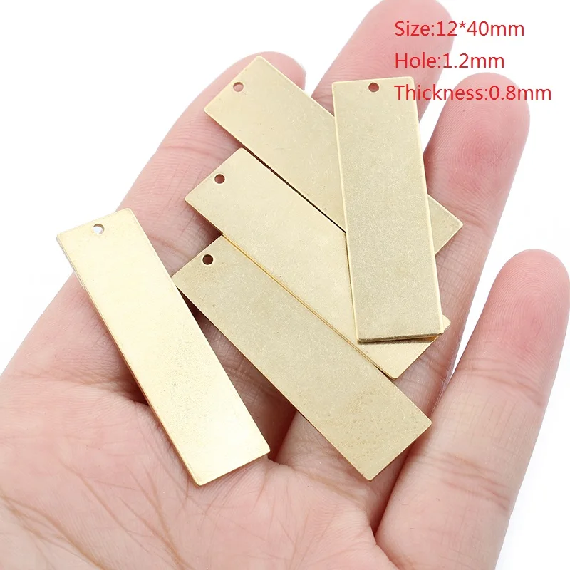 10pcs Raw Brass Rectangle Charms for DIY Jewellery Making