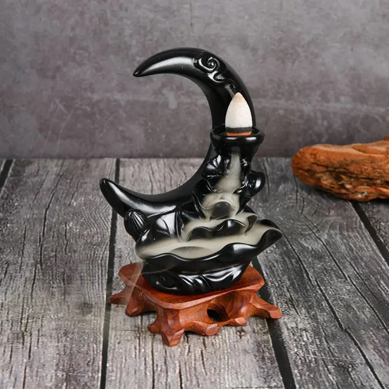 Moon shaped incense burner, reflux incense stand, incense waterfall fountain, handmade incense burner suitable for home zen