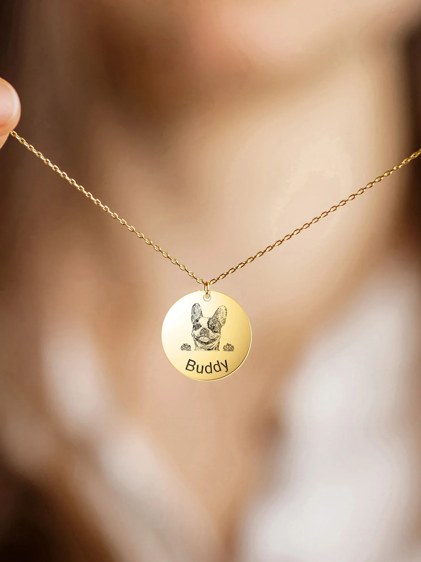 Personalized Stainless Steel Engraved Pet Photo Pendant Necklace Custom Name Dog Cat Necklace DIY Gift