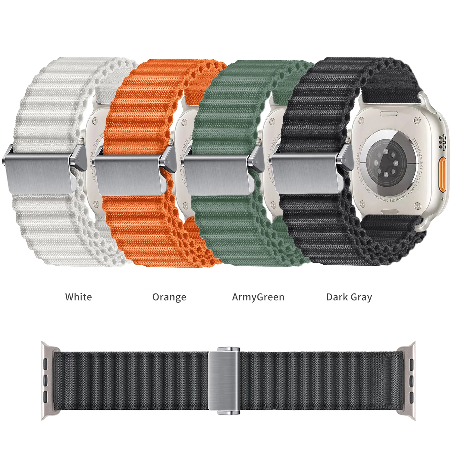 Nylon Loop Band For Apple Watch 10 11 46/42mm Strap Weaves Bracelet For iWatch 9 8 7 5 4 SE3 Ultra 3 49mm Replaceable Wristband