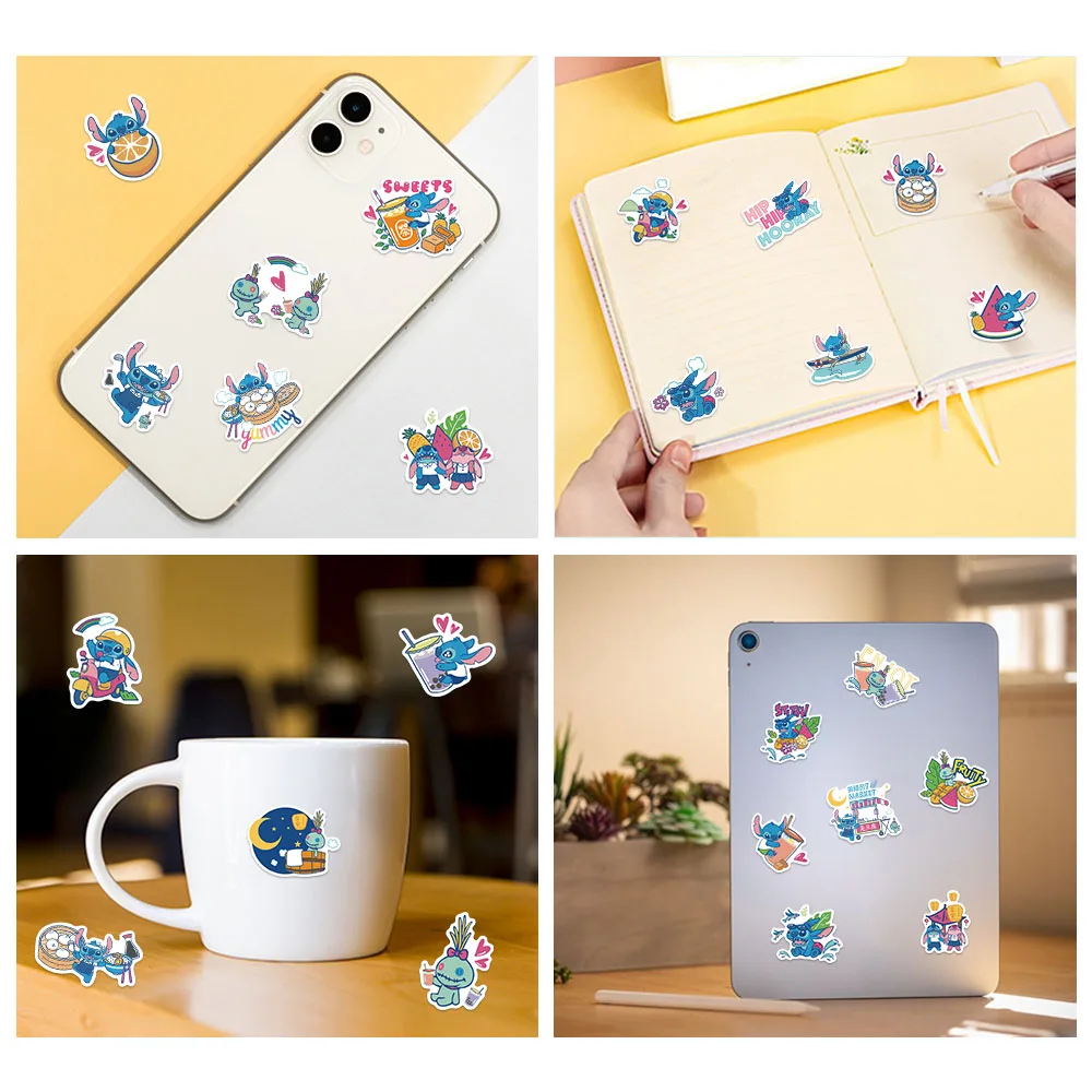 40PCS Disney Super Cute Cartoon Lilo & Stitch Stickers Vinyl for DIY Phone Car Laptop Fridge Anime Decal Decoration for Kid Gift