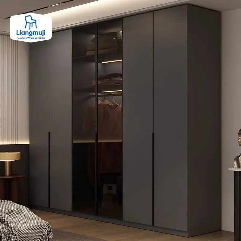 

With Glass Doors Wardrobe Organizers Black Multilayer Storage Open Closets Wardrobe Cabinet Shelf Armario De Ropa Room Furniture