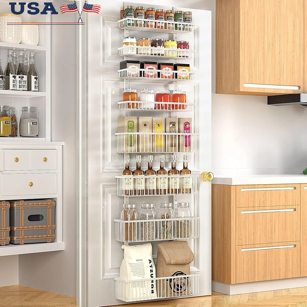 

Органайзер над дверью, металлическая полка для хранения, регулируемая полка для специй, подвесные полки для кухни, ванной комнаты, гаража