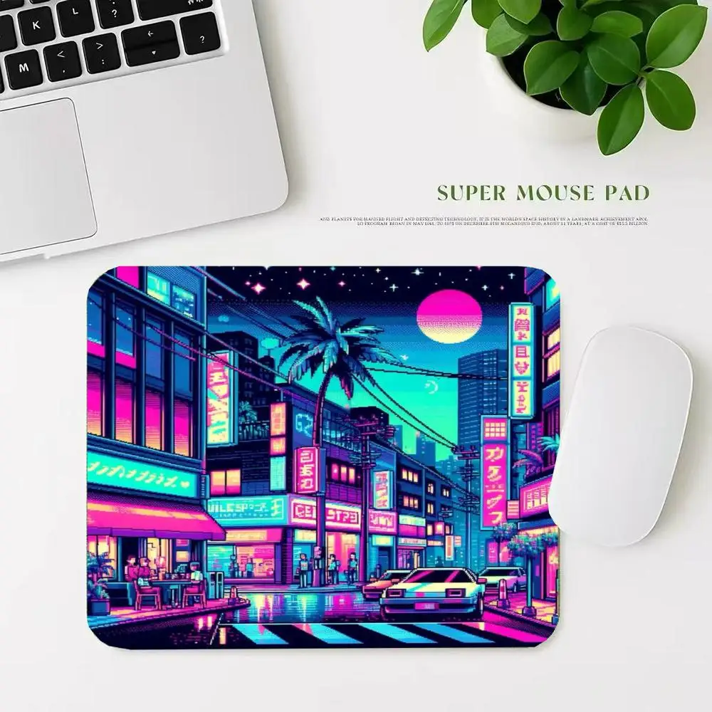 Retro Neon Japan Street Mouse Pad Mouse Mat Small Desk Mat Gaming Mat Non-Slip Rubber PC Laptop Office Decor 22*18/25*29CM 40*45
