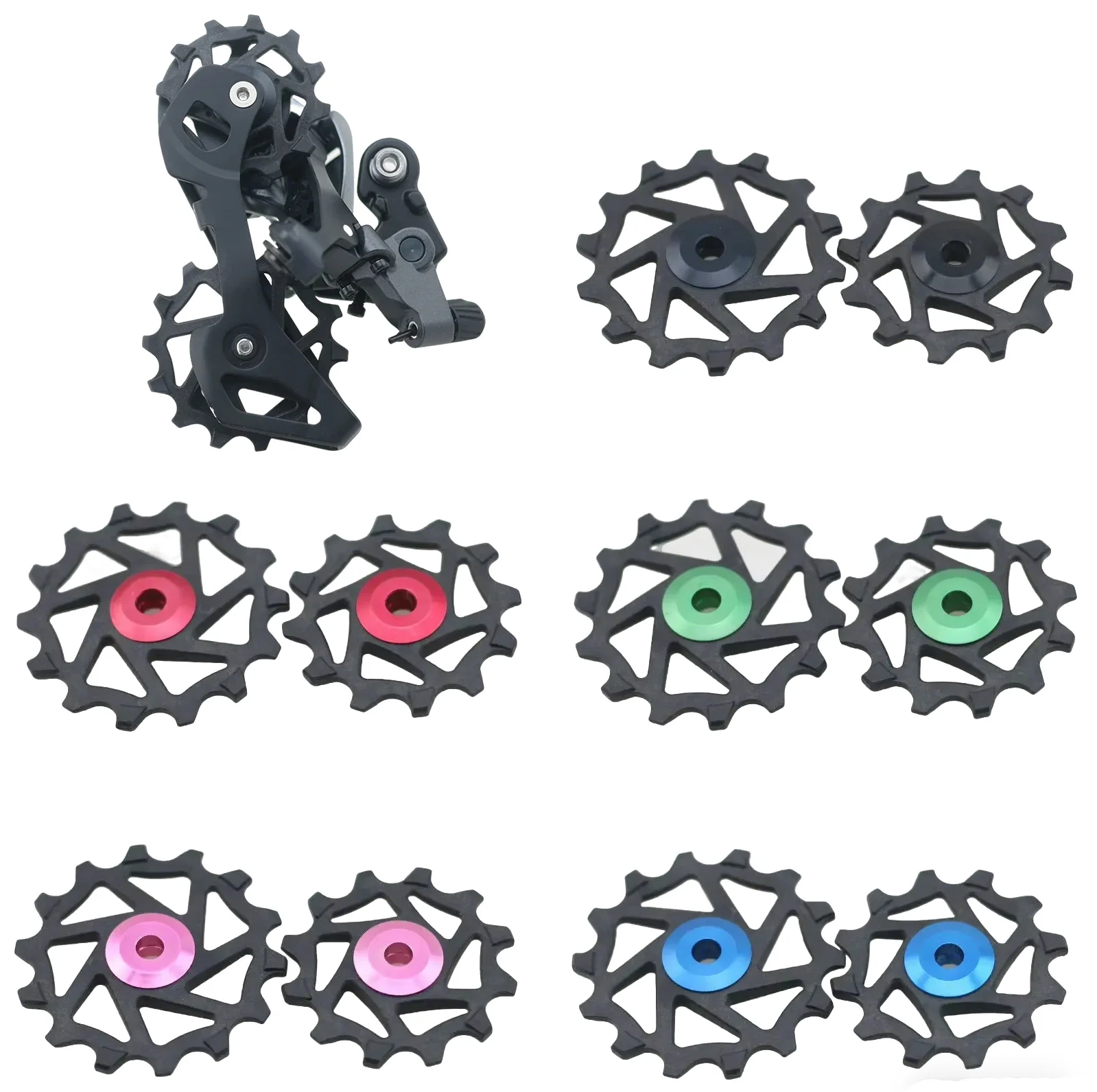 Roldanas de Câmbio Traseiro Cerâmicas 12T+14T Narrow Wide para SRAM XX1/X01 XX1 Eagle GX NX Shimano M8000 M9000 M980 M972 M780