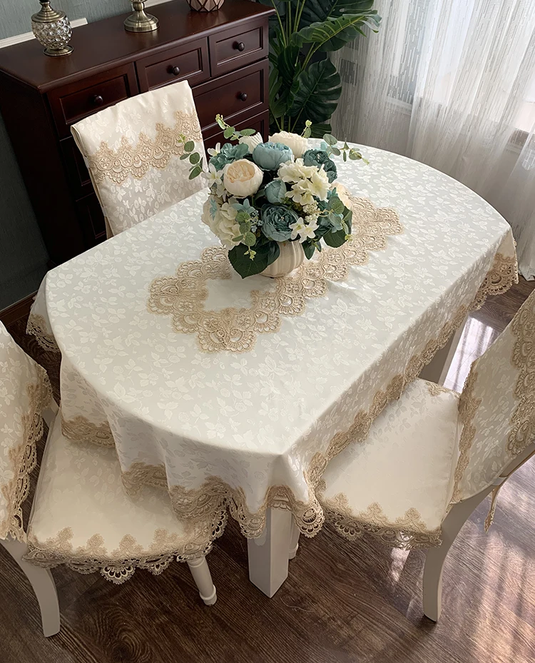 Oval lace tablecloth, American fabric, coffee table cushion, table mat