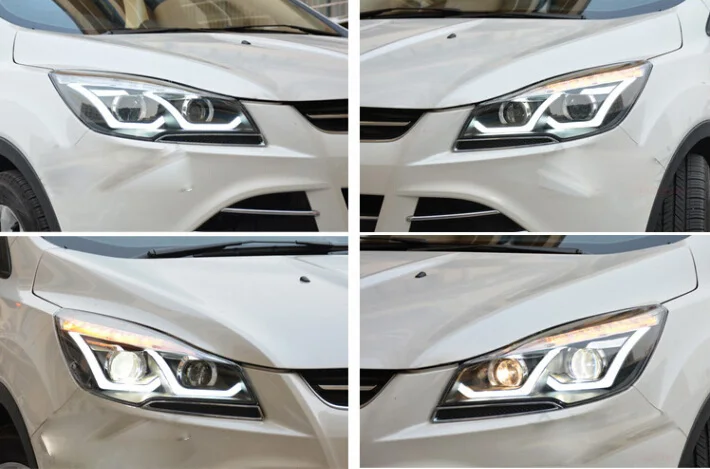 2pcs Car Styling for Ford Kuga Headlights Escape 2012~2015 Escape LED Headlight DRL Bi Xenon Lens High Low Beam Parking Fog Lamp