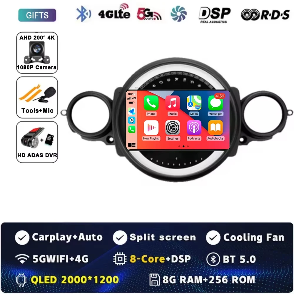 Android 15 Voor BMW MINI COOPER R56 R60 2007-2014 2 K QLED Android Autoradio Multimedia stereo Speler AI Voice CarPlay Head Unit