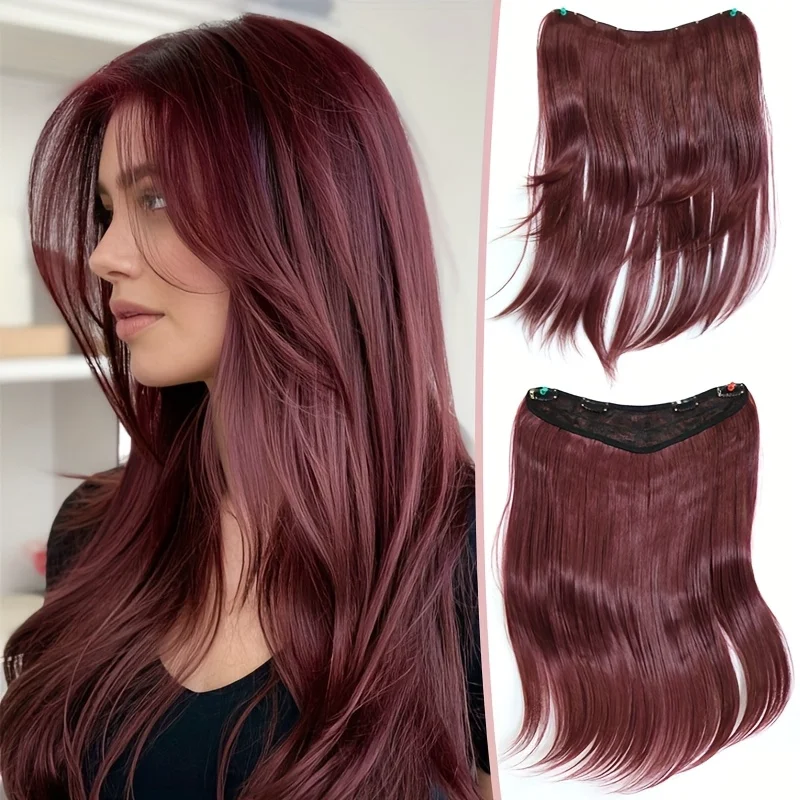 

18-дюймовые цельные синтетические накладные волосы на заколке, трехслойная прическа, прямые накладные волосы с локонами, эффектный парик