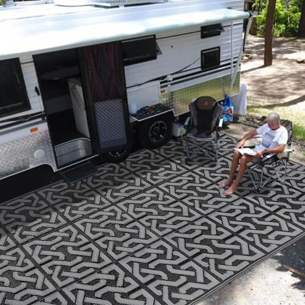 

Reversible Mats, Plastic Straw Rug, Modern Area Rug, Large Floor Mat and Rug for Outdoors, RV, Patio, Backyard