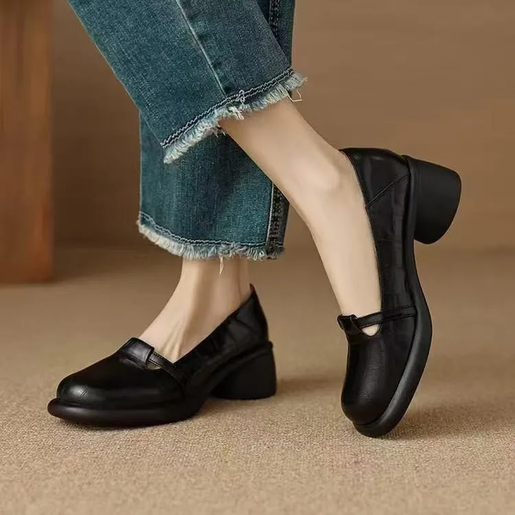 Mocassins femininos estilo Old Money, sapatos de dedo do pé, sapatos de base, sapatos casuais e confortáveis femininos retrô, feitos à mão