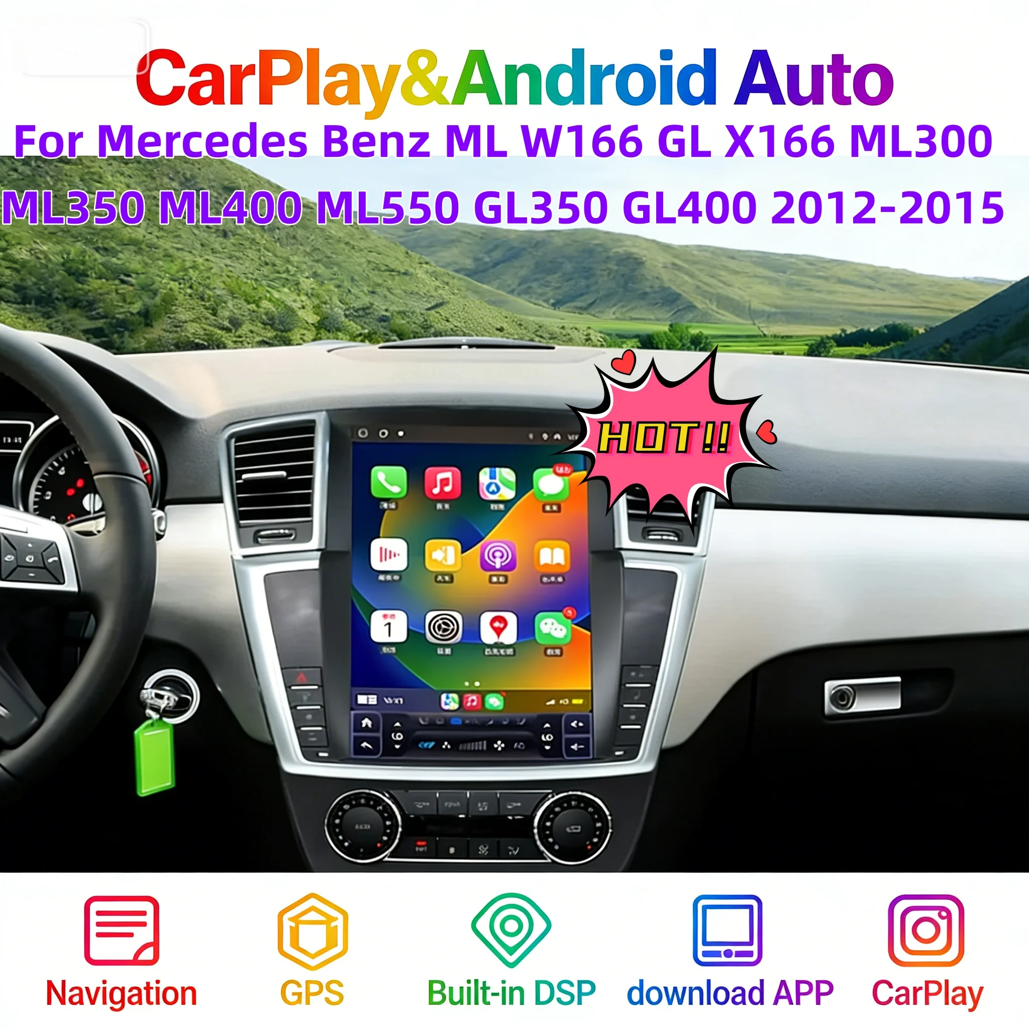 Android Wireless CarPlay For Mercedes Benz ML W166 GL X166 ML300 ML350 ML400 ML550 GL350 GL400 2012-2015 Multimedia Player Radio