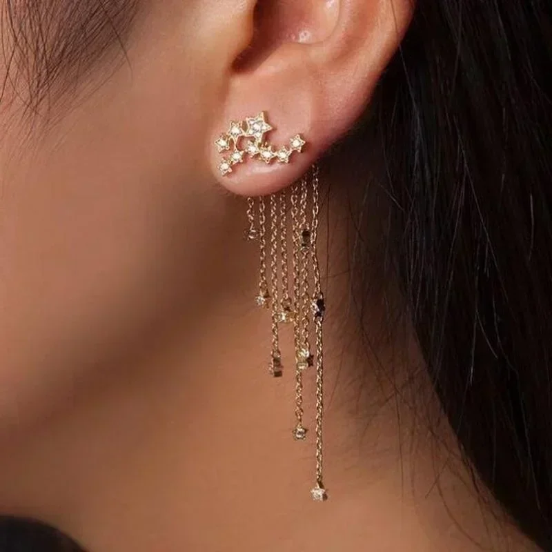 Fashion Korean Stud Drop Dangle Tassel Earrings Lady Elegant Club Dress Earring Jewelry Accessories for Women Creative Gifts