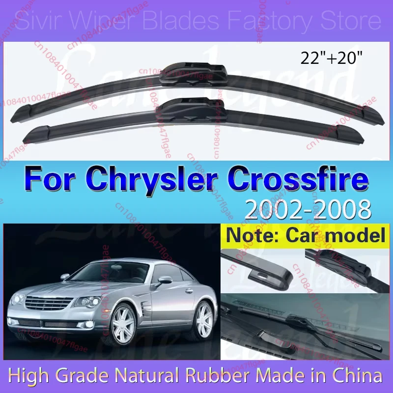 

Car Wiper Blade For Chrysler Crossfire 2002 - 2008 22"+20" Windshield Windscreen Clean Naturl Rubber Car Wipers Accessories 2007