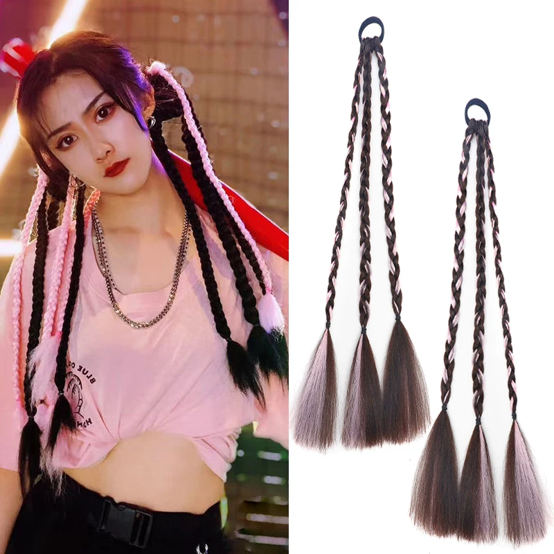 

Colored Hair Extensions Lightweight Colored Hair Extension for Kids Ponytail Extension with Hair Tie Crazy Hair Day Accessories