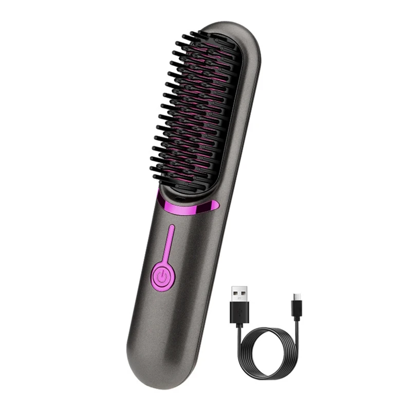 Wireless Hair Straightener Brush Fast Heated Straightener Brush Third Gear Adjustable Hair Curler Portable Heating Comb