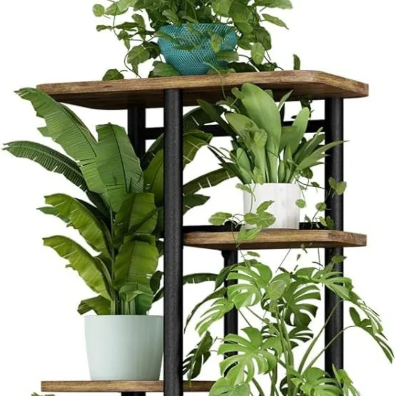 Wrought iron 7-layer flower stand Multi-layer solid wood flower stand standard parts packaging indoor potted plant stand