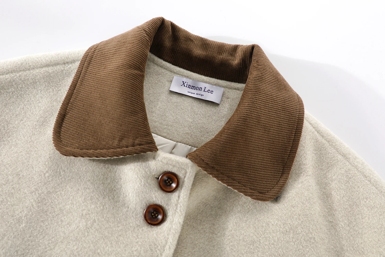 

Hebe Sle Thiened Winter Coat Women's High-End Woolen Jaet Retro Patchwork Commute Pure Color Long Sve Midi Coat
