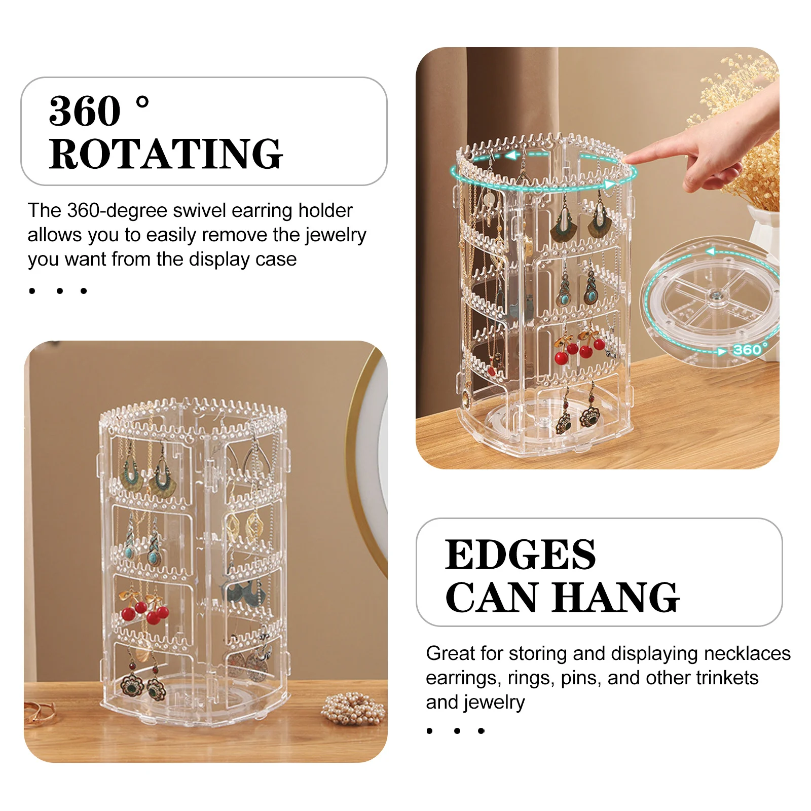 Acryl Ohrringe Halter Faltbare Halskette Display Rack Schmuck Organizer Transparent Ständer Acryl Schmuck Box Display Rack