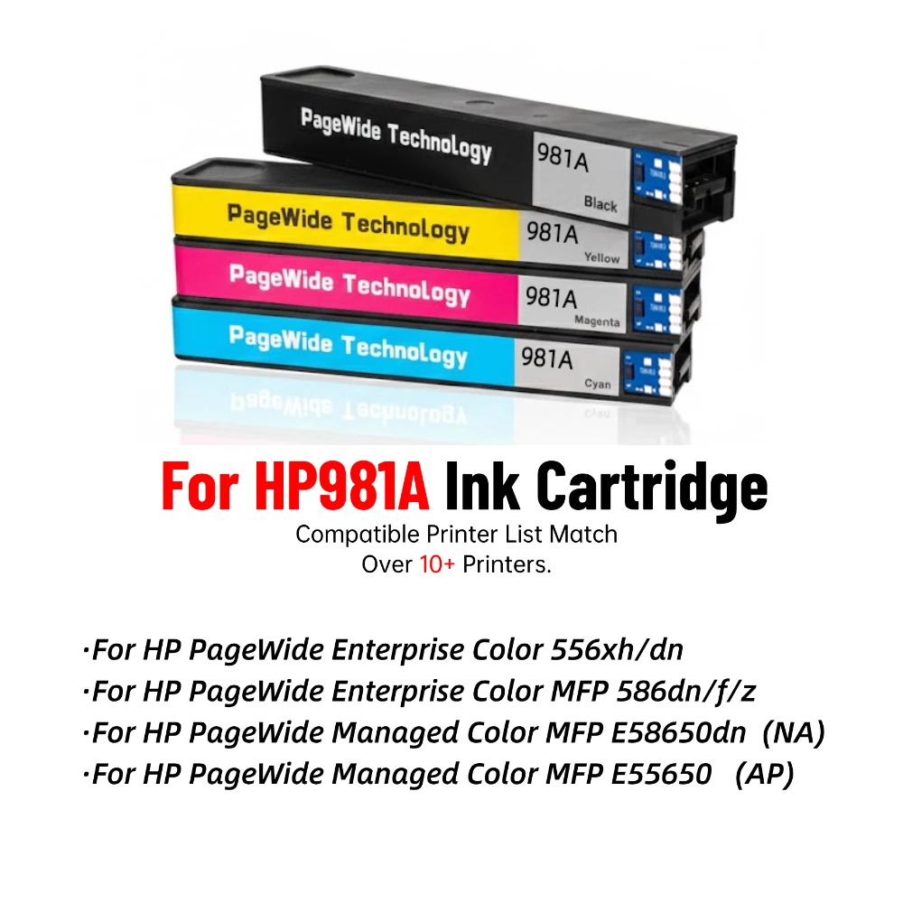 خرطوشة حبر متوافقة مع 981A لـ Hp Pagewide Enterprise Color 556Xh/dn 586Dn/f/z لون مُدار E58650Dn/mfp E55650