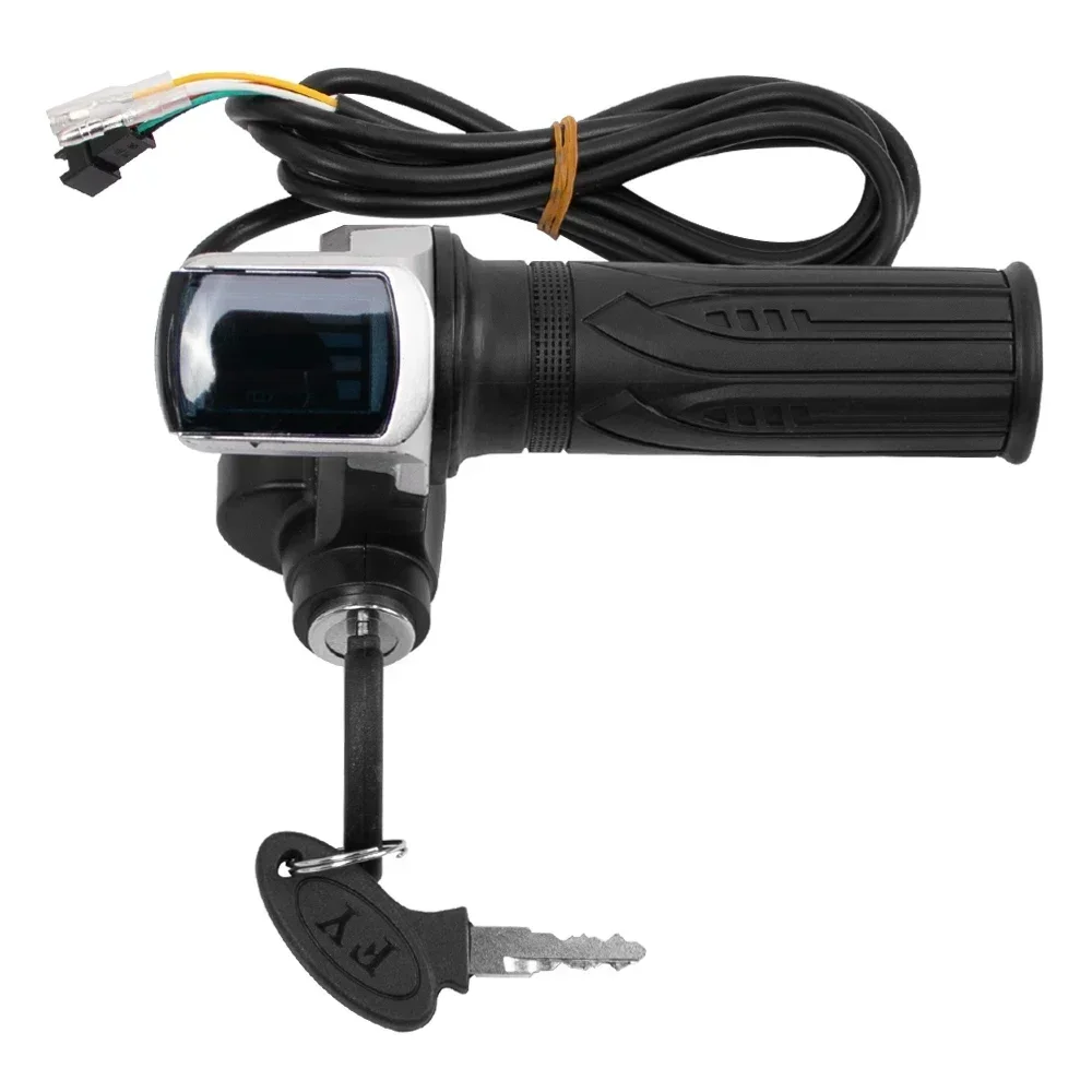 Throttle Grip E-bike Handlebar with Lock Ebike 36V 48V 60V Electric Bicycle Scooter Accelerator Power Indicator Key LED Display