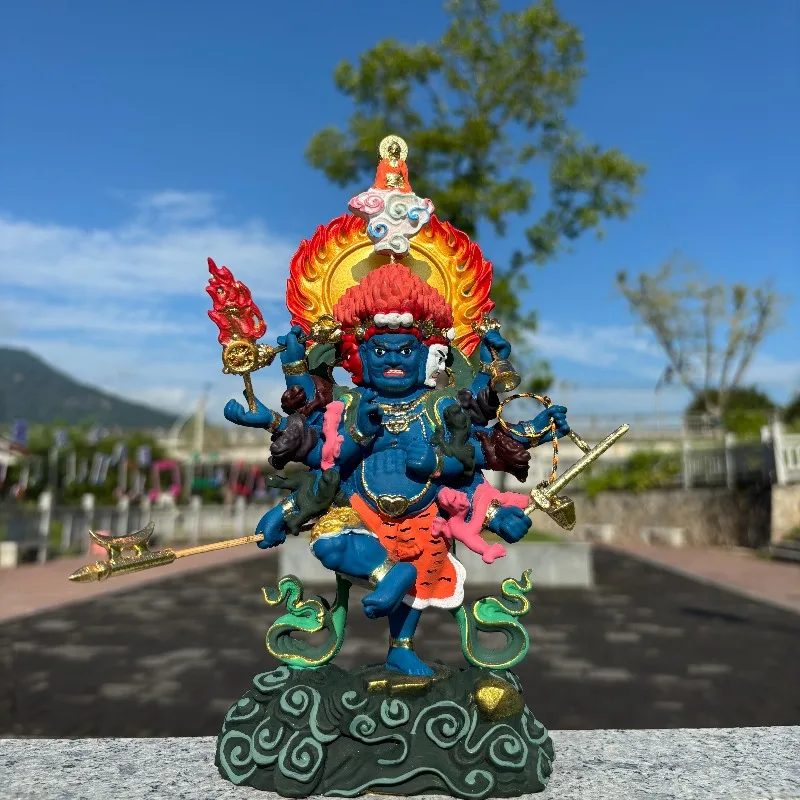 Hand-Carved Hinoki Painted Gilt Statue - 9