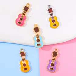 10Pcs 9*23mm Cute Guitar Ukulele Girls Necklace Earrings Bracelet Pendants DIY Key Chain Phone Chain Accessories Jewelry Crafts