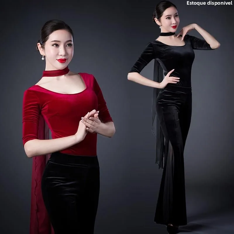 women's-modern-classical-dance-practice-suit-set-slimming-fitness-training-clothing-adult-show-performance-costume