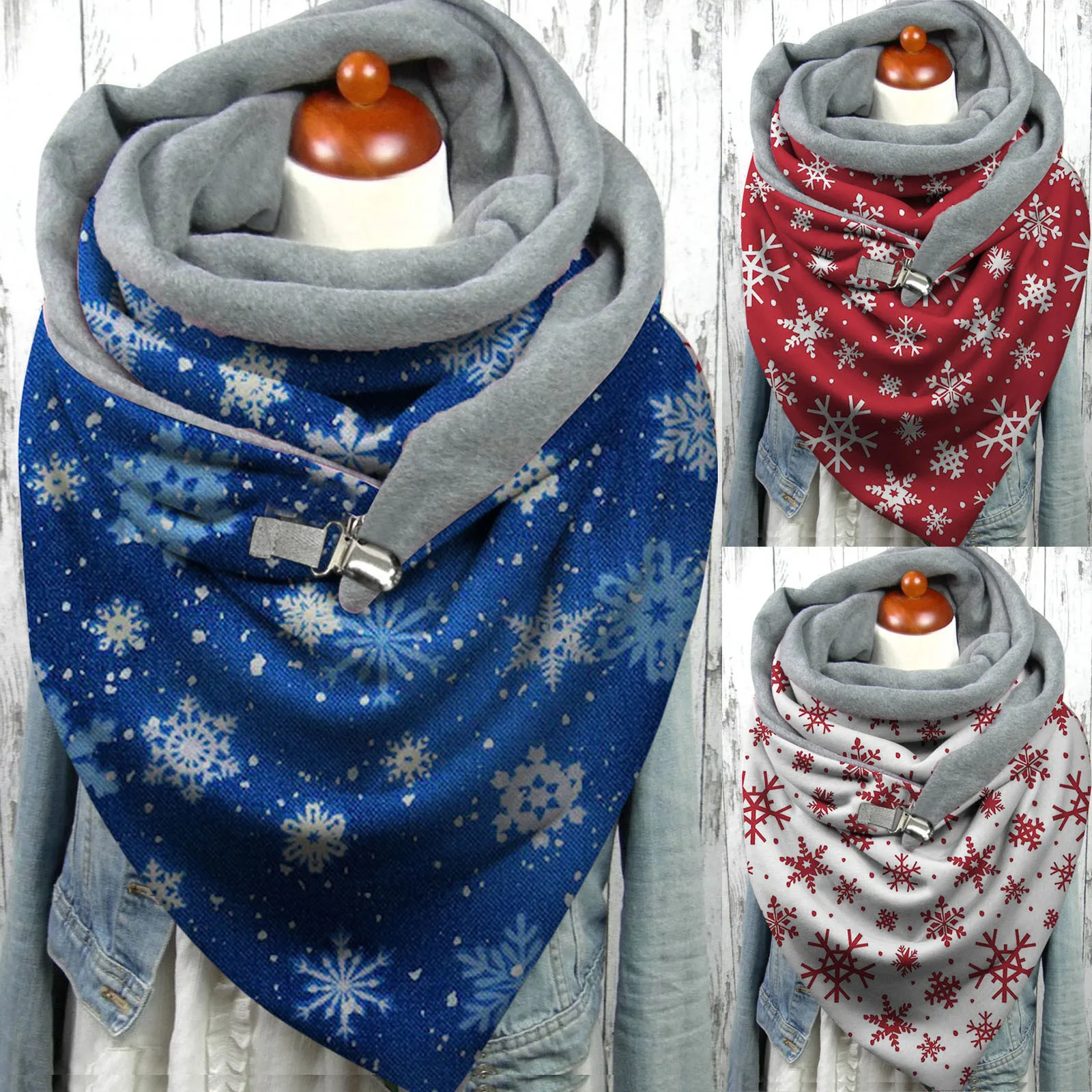 Christmas Casual Soft Scarves Winter Warm Shawls Print Fashion Wrap Button Tie And Scarf Summer Scarf Flannel Socks for Women