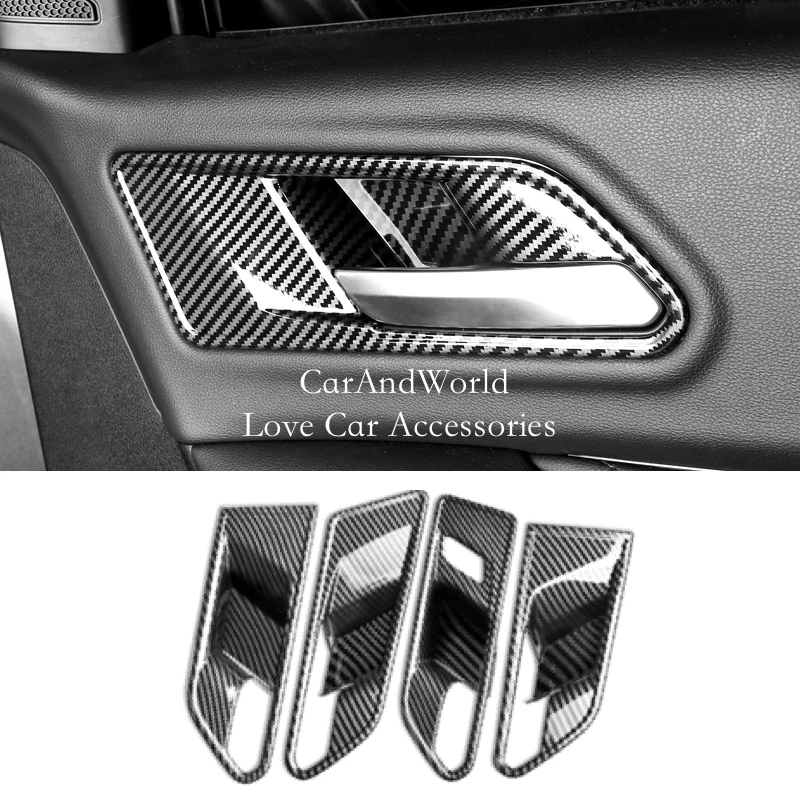 Interior Door Bowl Handle Frame Protector Cover Trims Carbon Fiber Car Accessories For Great Wall Cannon GWM Poer Ute 2019-2022