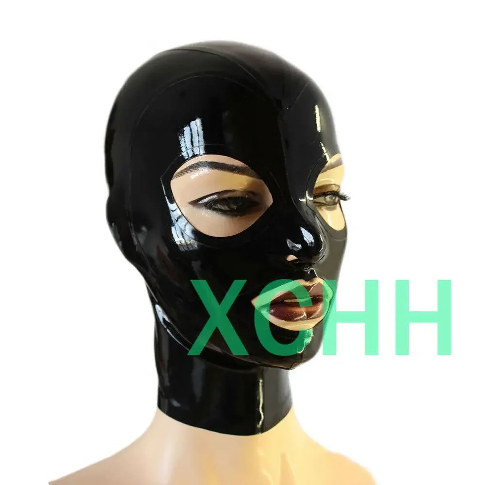 

Latex Catsuits Hoods Classic Big Eyes Mouth Open with Back Zip Handmade Fetish Rubber Mask Customized