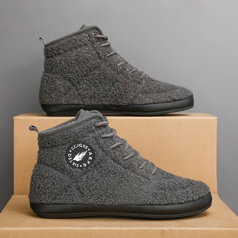 

MAEDEF/мужские зимние высокие теплые легкие тапочки на шнуровке, мужские плюшевые домашние хлопковые лоферы, мужская теплая хлопковая обувь