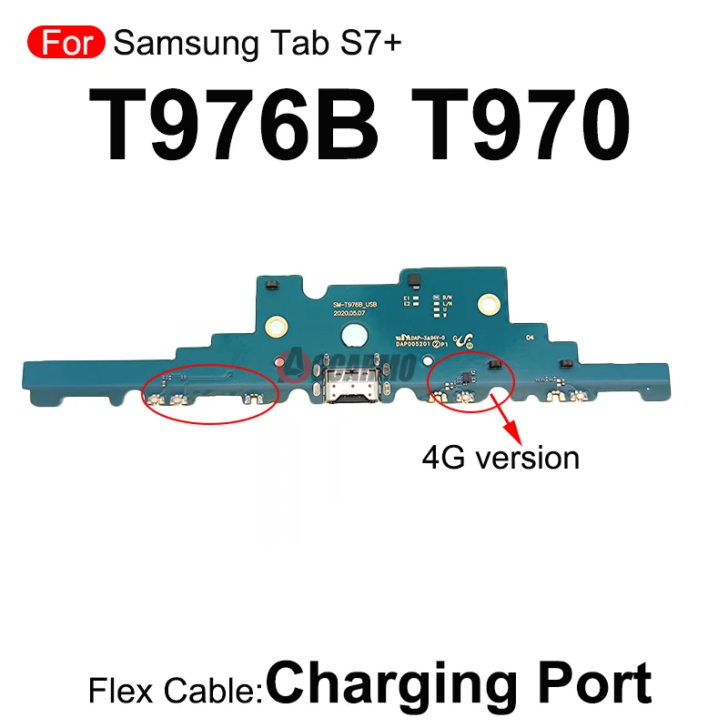 Imagem -06 - Porta de Carregamento Usb para Samsung Galaxy Tab Doca do Carregador Cabo Flex Peças de Reparação S7plus s7 Mais T970 T976 Sm-t976b 1pc