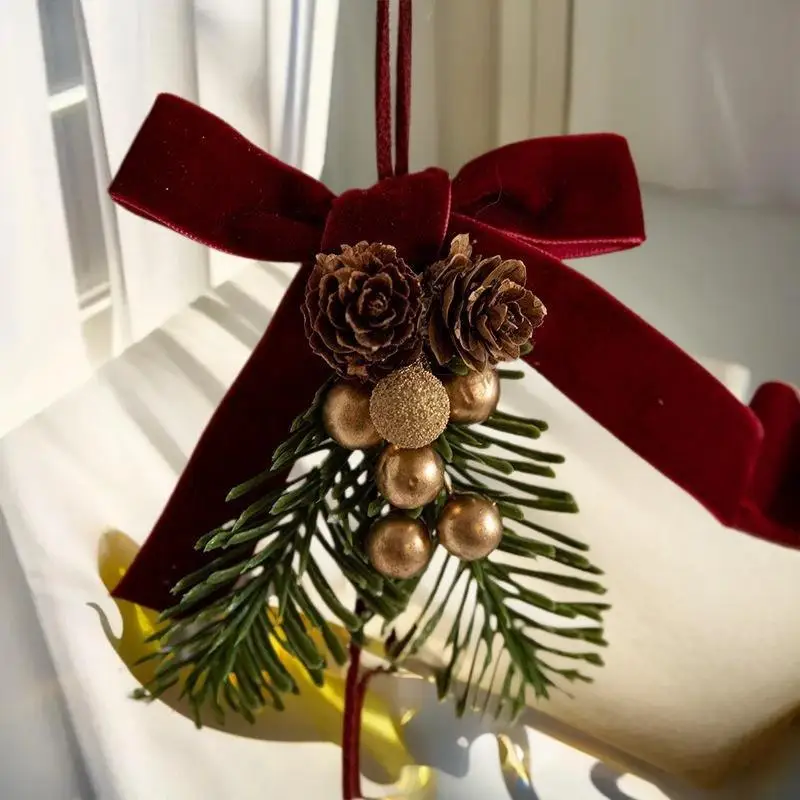 HUAHUAEnchanting Butterfly Knot & Pinecone Bell زينة عيد الميلاد لجميع الأماكنHUAHUA #5