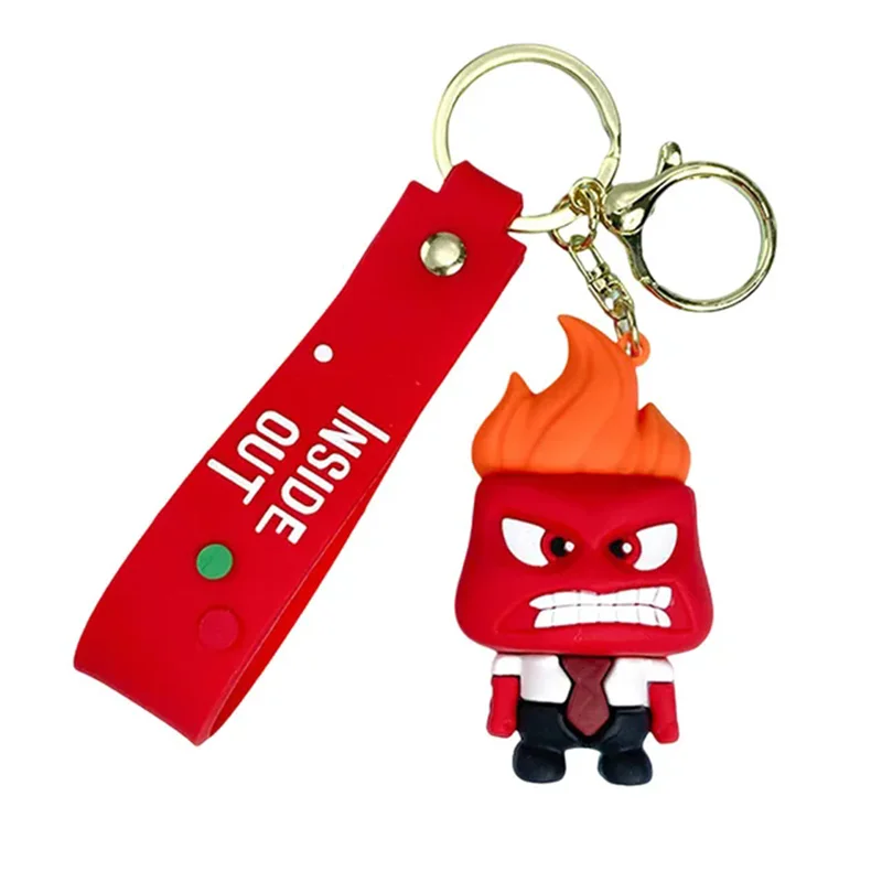 Disney Inside Out 2 Keychains Cartoon Anxiety Joy Sadness Anger Fear Action Figure Dolls Key Rings Kawaii Bags Pendants Kids Toy