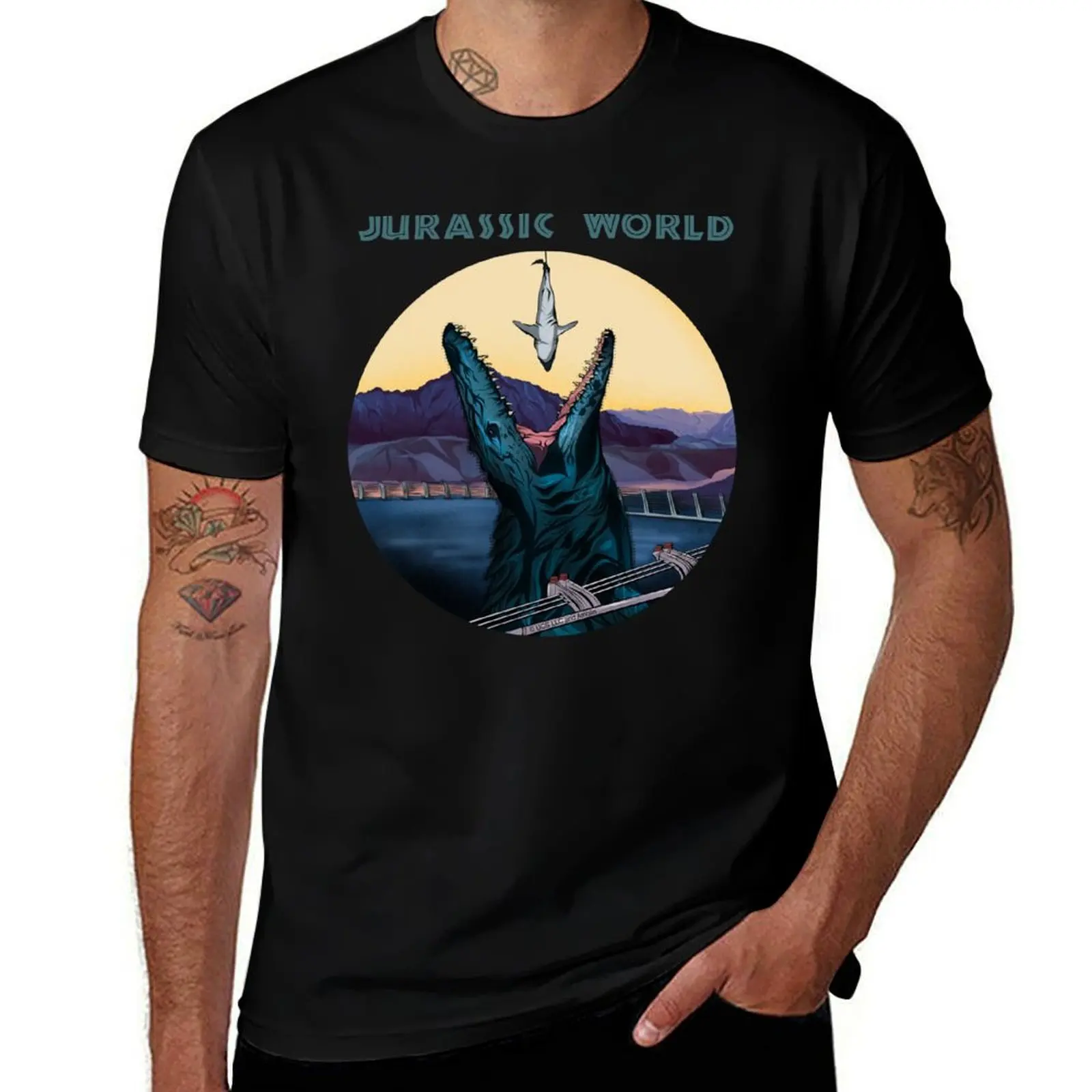 Jurassic World - Mosasaurus Feeding Show T-Shirt Simple Casual Short Sleeve Tee