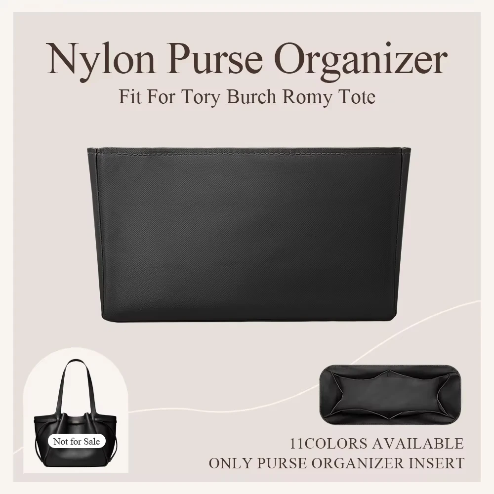 

Nylon Purse Organizer Insert Fit for Tory Burch Romy Tote Bag Zipper Inside Makeup Storage Bag Lightweight Inner Liner Organizer