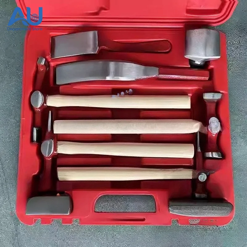 9-Piece Automotive Sheet Metal Depression Repair Tool Set Drawing Hammer Round Head Face Sheet Metal Hammer