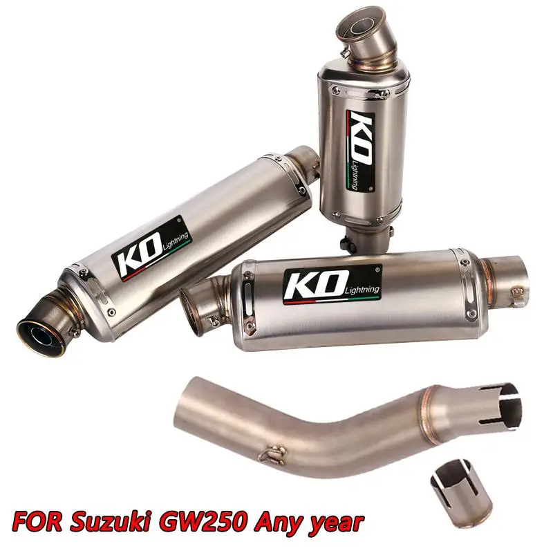 

For Suzuki GW250 Any Year Motorcycle Exhaust Escape Mid Link Pipe 51mm Muffler Stainless Steel Slip On Removable DB Killer