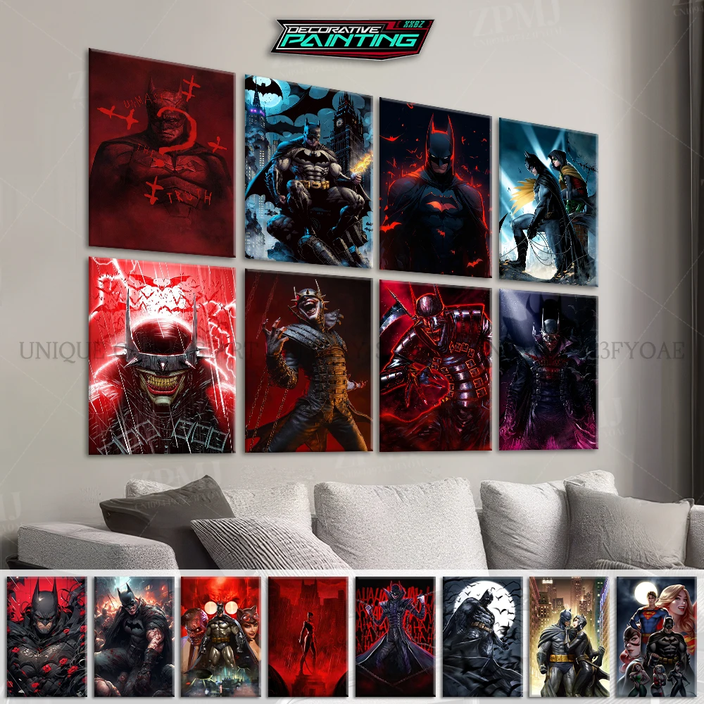 

DC Comics Justice League Batman Canvas Pictures Red Hood Joker Poster Catwoman Room Home Decor Wall Artwork Frameless Painting