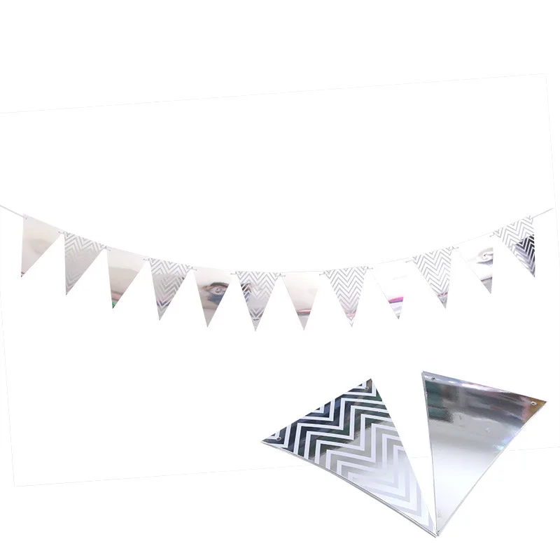 Instagram Nordic Gold Plated Wave Pattern Triangle Flag String Party Decoration Flag Banner Valentine's Day Flower