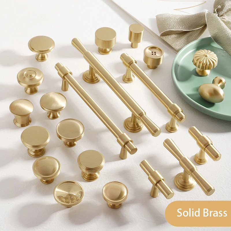 Pure Copper French Gold Wardrobe Handle Solid  Brass Cabinet Door Handle American Cabinet Door Drawer Gold Handle Brass